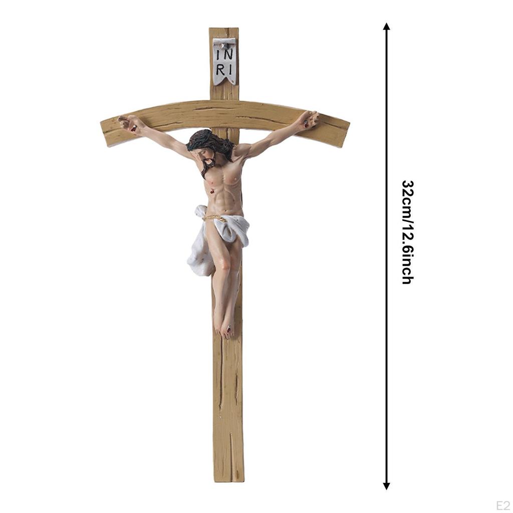 Wall Cross Jesus on The Statue 12.6" H Resin Hanging Decor Crucifix for Door Display Christian