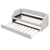 90x200cm Folding Bed Cotton Linen Fabric Day Bed with Pull-out Bed Headboard Strong Wood Slat Support Bed Home Furniture,