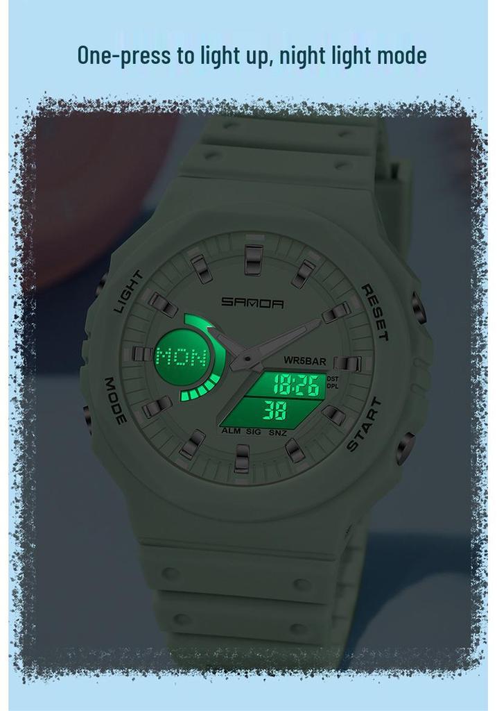 Sanda Trendy Luminous Waterproof Multifunctional Unisex Electronic Watch