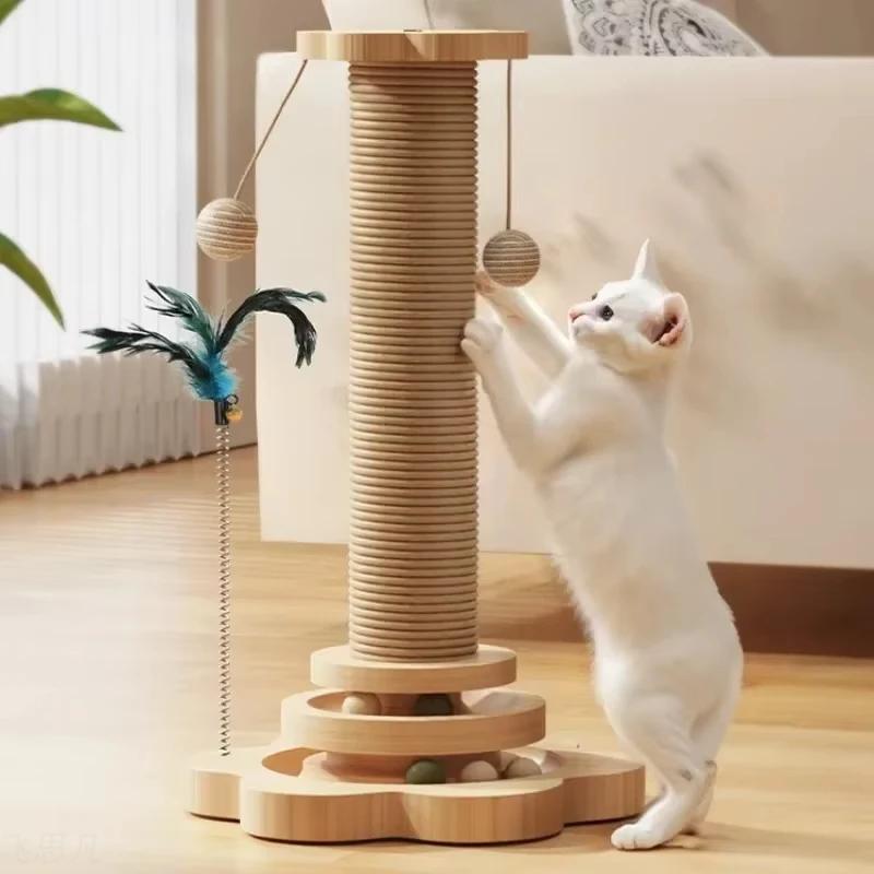 Cat Scratcher Turntable Funny Stick Balls Durable Sisal Scratching Board Pet Supplies Cat Grab Column Pet Cat Toy