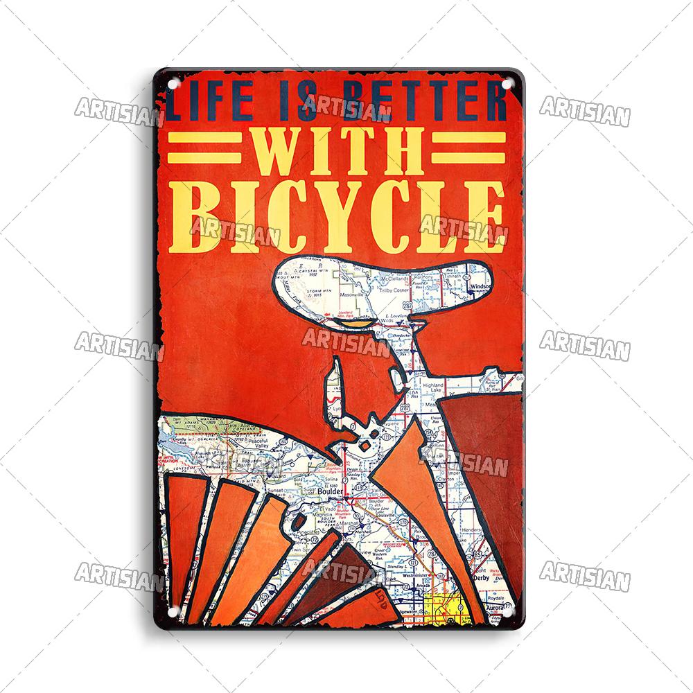 Artisian Cycling Decorative Plaque Bicycle Metal Sign Bike Sport Tin Plate Wall Decor Garage Bar Pub Club Hotel Cafe Kitchen