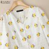 ZANZEA Women Casual Floral Print Summer V-Neck 3/4 Sleeve Blouse
