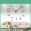 Stylish Black Frameless Number Wall Clock With Self-adhesive Mirror Stickers