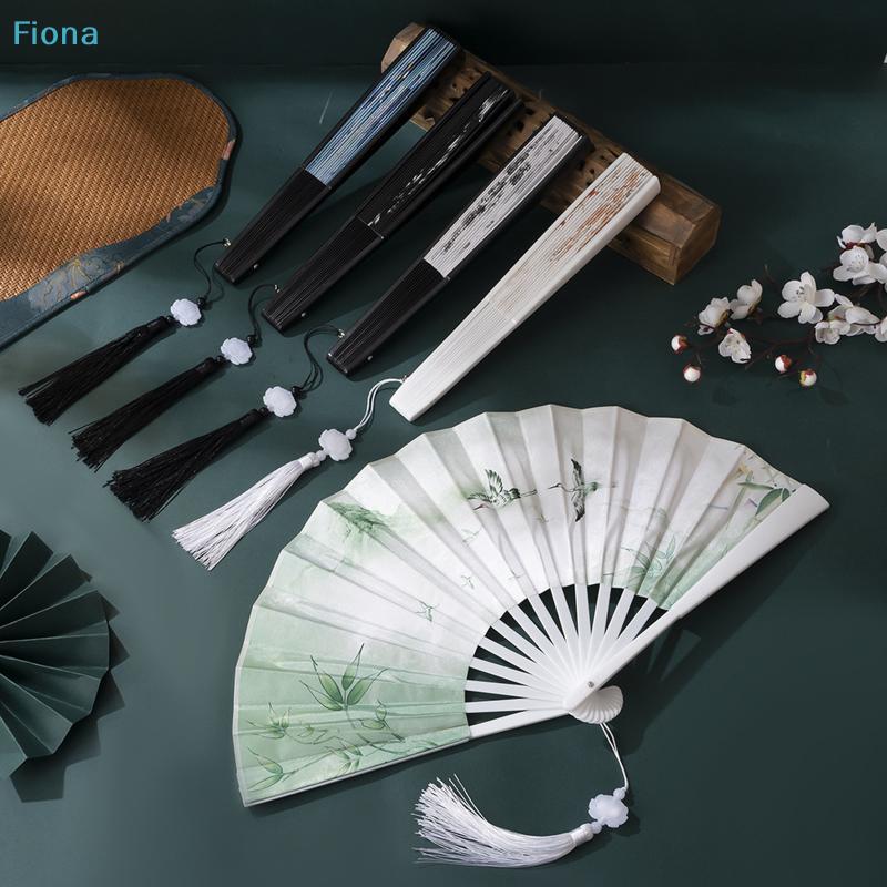 Black Silk Folding Fan with Ink White Dragon Pattern, Chinese Style Hand Fan for Cosplay, Home Decor & Performance
