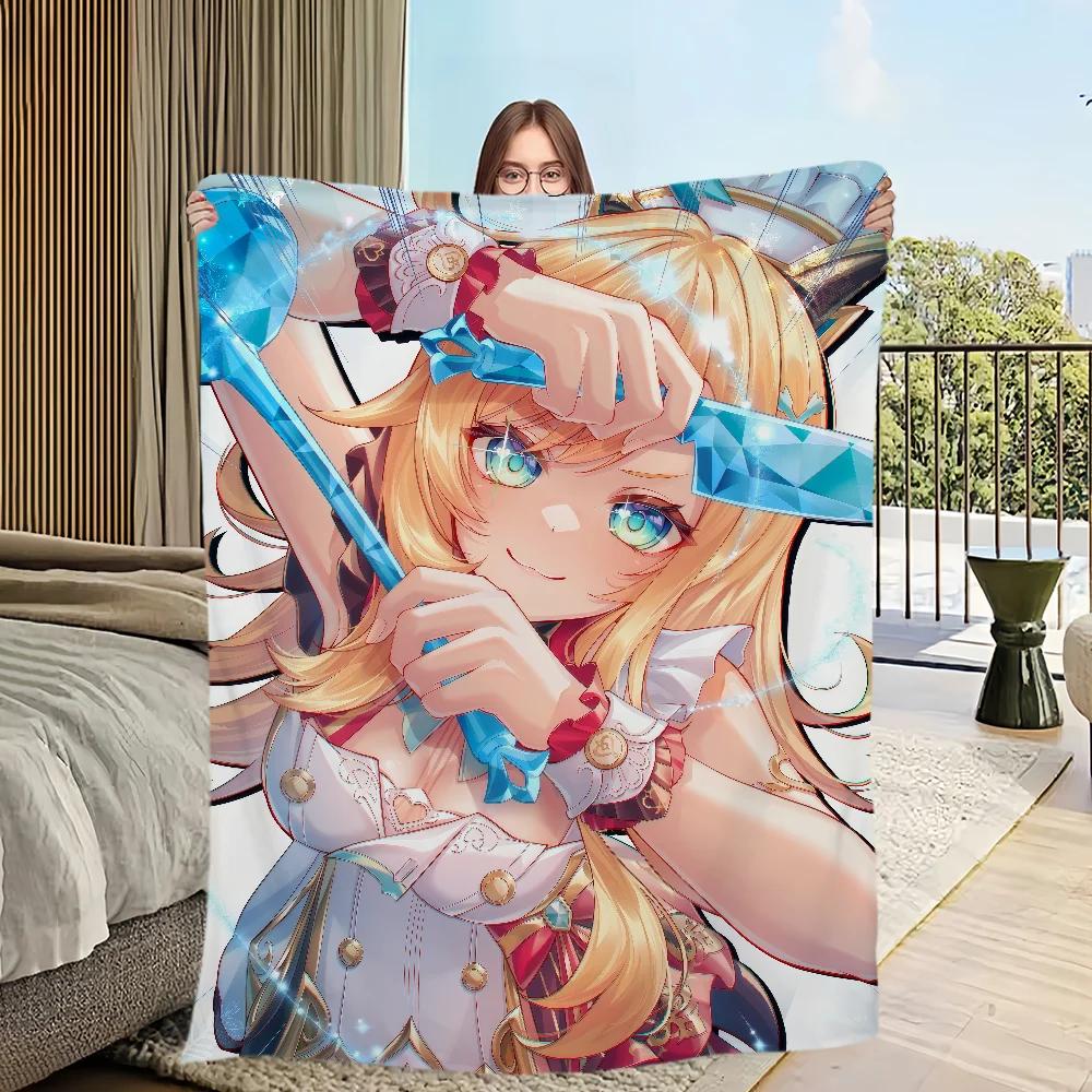 Warm Plush Throw Blanket Soft Flannel for Sofa Bedroom Office Travel Perfect Gift for Game Room and Genshin Fans