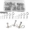100 pcs Cotter Pins Spring Connectors 2 Mm, R-Clips Splint Assortment Galvanised Spring Pins Safety Pins Set