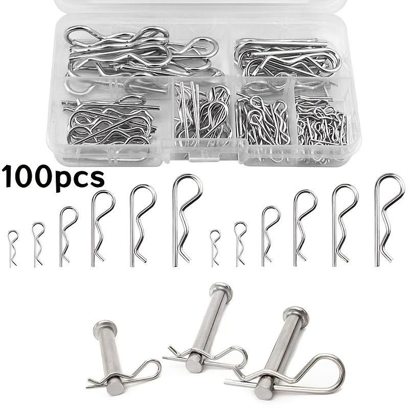 100 pcs Cotter Pins Spring Connectors 2 Mm, R-Clips Splint Assortment Galvanised Spring Pins Safety Pins Set