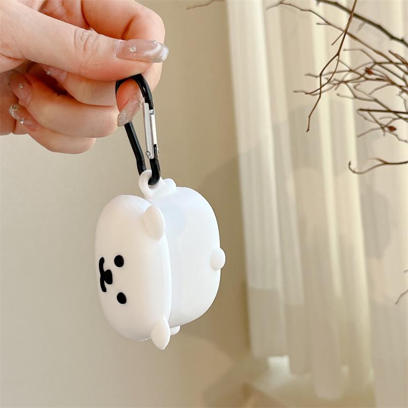 for AirPods 4 Case 3D Cute White Bear Cartoon Cover for Apple AirPods Pro 2 Charging Box Headphone Case for AirPods 3 2 1