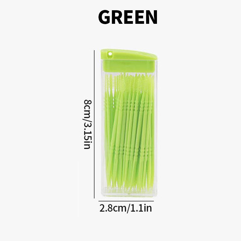 

60 шт./коробка, межзубная щетка - дизайн рыбья кость - средство для личной гигиены полости рта зелёный