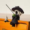 Resin Witch Figurines Crafts Halloween Witch Sculpture Creative Fishing Witch Statue  Outdoor