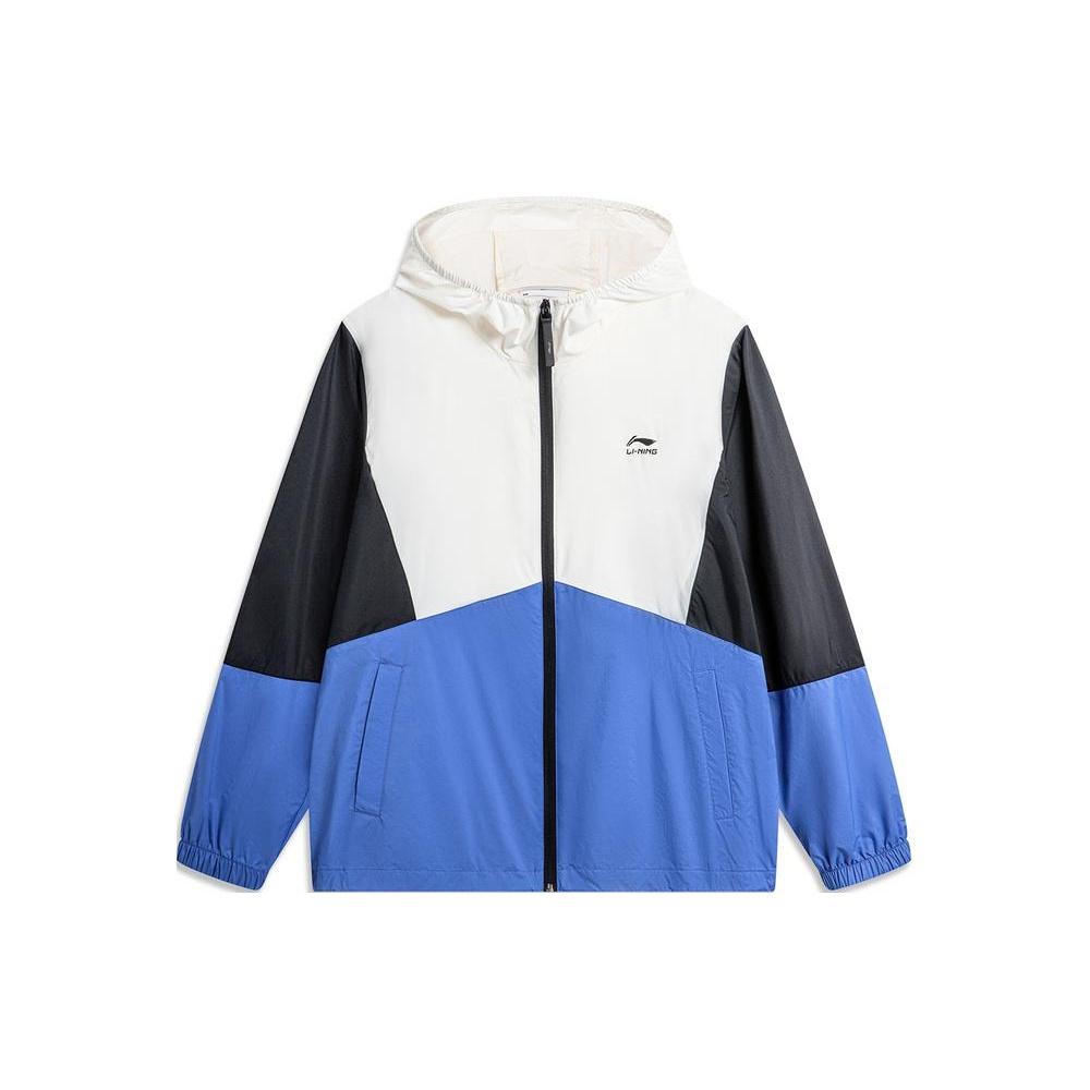 Li-Ning Color Block Windbreaker White Black Blue Men s AFDU363-5 M