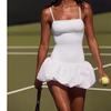 Elegant Cross-Border Sweet Style Camisole with Chest Pad: Pleated Tennis Skirt and Anti-Exposure Puff Design