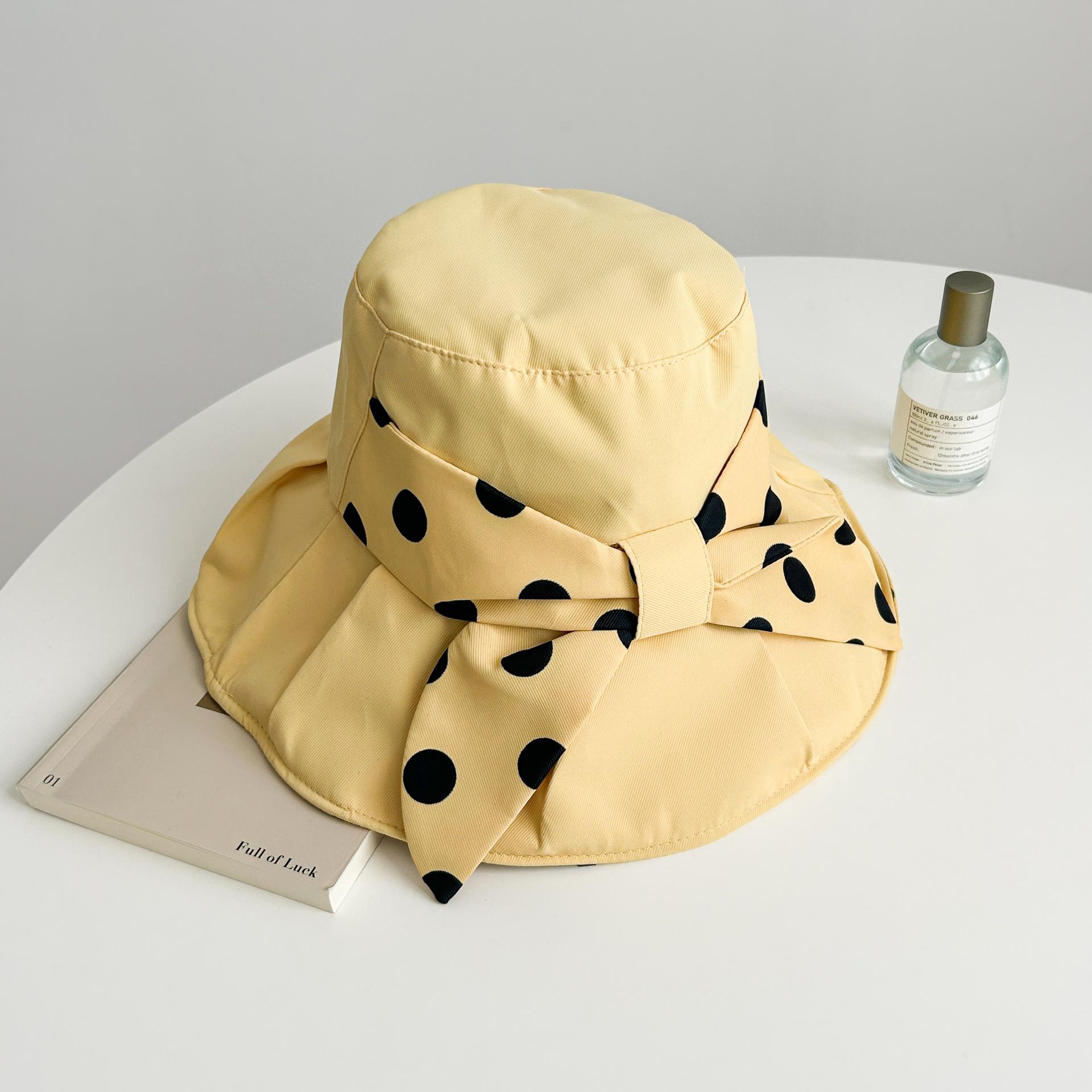 

Женская шляпа от солнца в корейском стиле 2024 года в горошек с бантом - Складная летняя шляпа-панама с широкими полями M (56-58 cm) Adjustable жёлтый