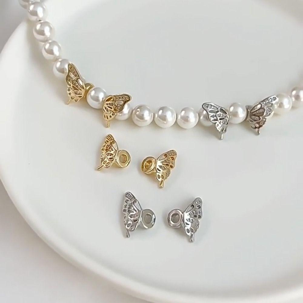 Creative Copper Zircon Butterfly Beads DIY Shiny Spacer Beads Bracelets Accessories Jewelry Supplies Accessories Creation