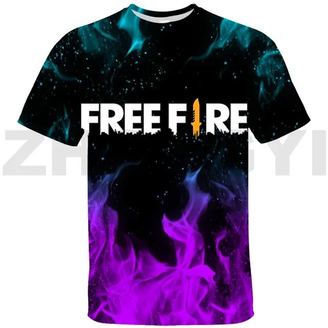 

Модні чоловічі футболки з круглим вирізом та 3D-принтом на тему гри Free Fire, з короткими рукавами - М яка поліестерова тканина середньої еластичності, літній вільний крій L
