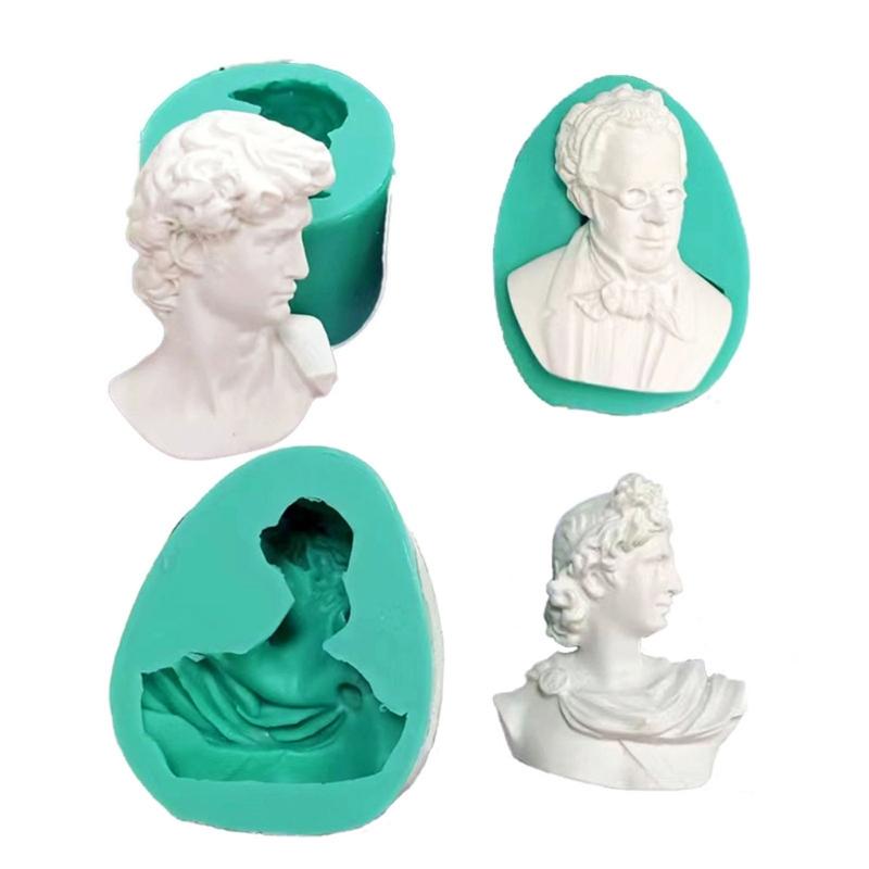 3D Portrait Sculpture Silicone Flexible Food Safe Mould Clay Resin Ceramics Candy Fondant Candy Chocolate Soap Mould