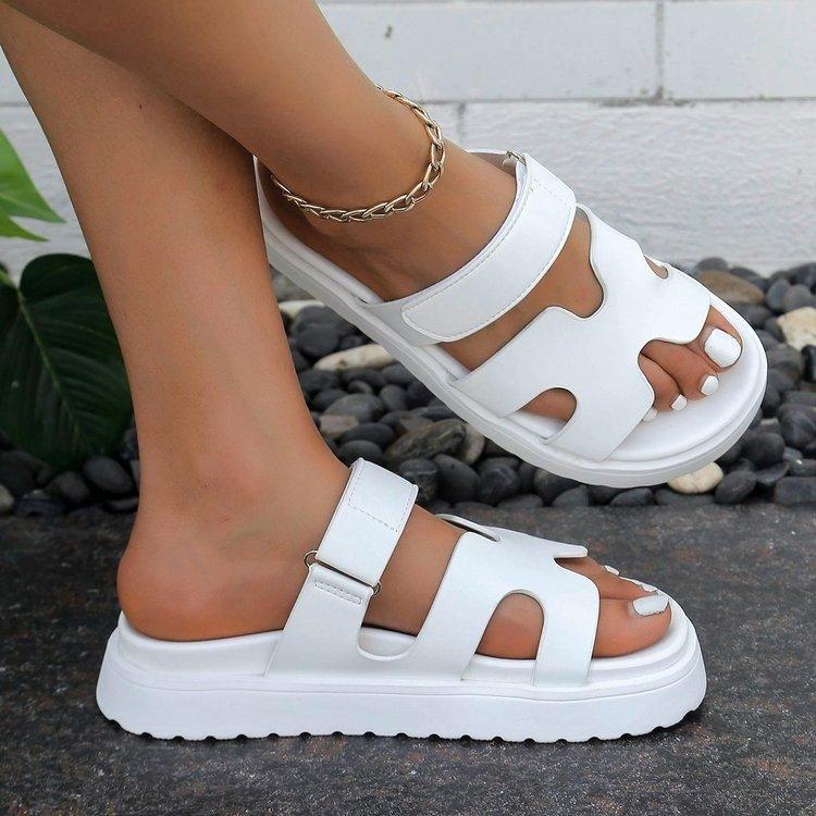 Foreign Trade 2024 Summer New Large Size Slippers Women's Summer Casual Thick Bottom Sandals Color Matching Slippers