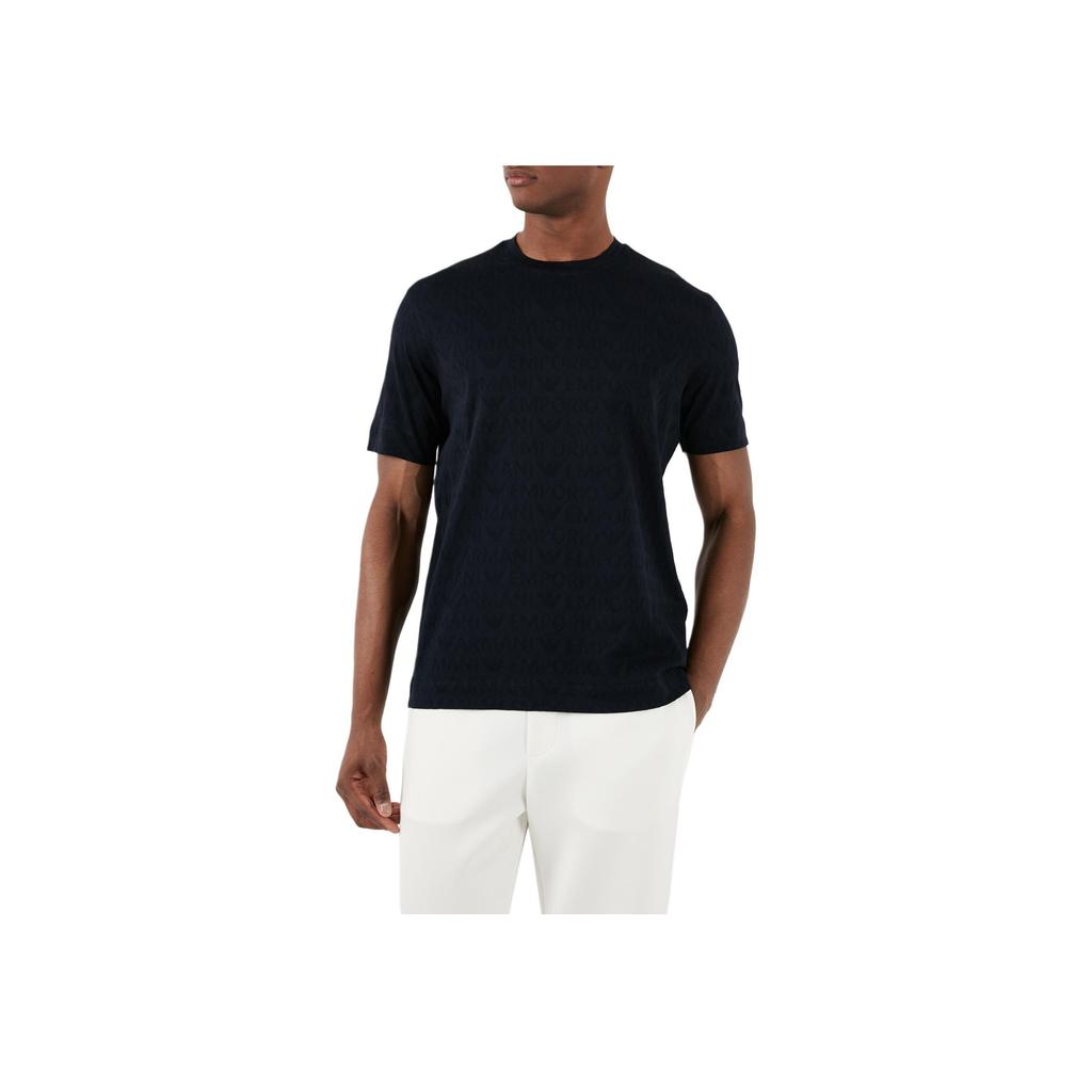 Emporio Armani Fitted Short Sleeve Round Neck Logo T-Shirt Unisex tops Black 3D1TH5-1JORZ-0920