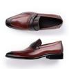 Fashion Wholesales Leather Casual Men Shoes Genuine Cowhide Slip On Fashion Luxury Handmade Business Formal Dress Office Shoe Wine Red