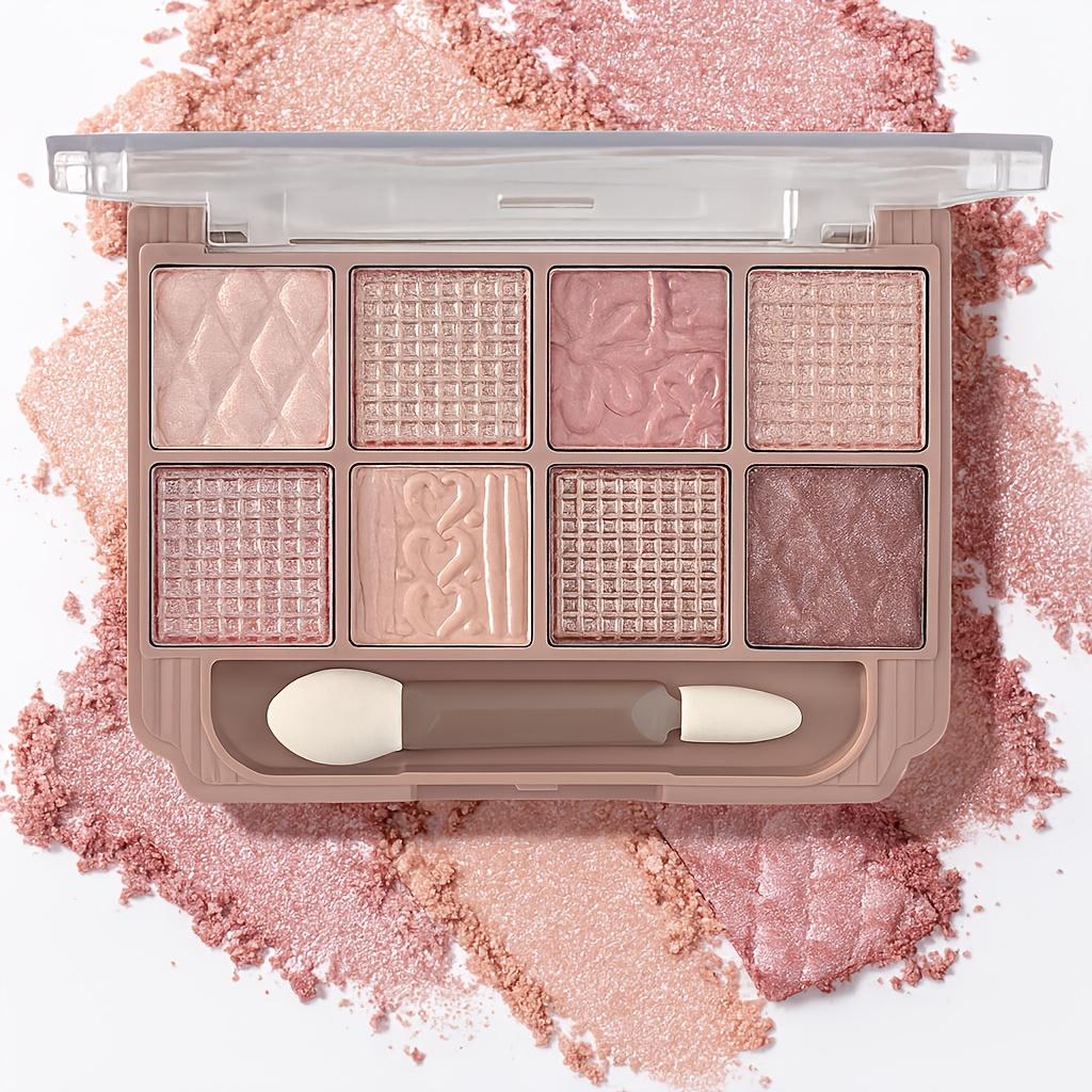 8pcs Eyeshadow Palette Set Available In Matte and Shimmer Finishes Featuring A Pearl Texture, Long Lasting and Highly Saturated Light Pink Tones