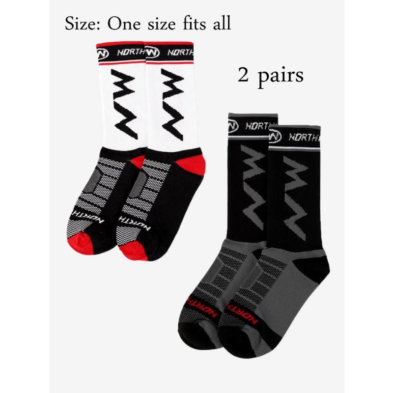 2 Pairs of  Outdoor Running Training Cycling Socks, Outdoor Sports Marathon Socks, Football Basketball Socks