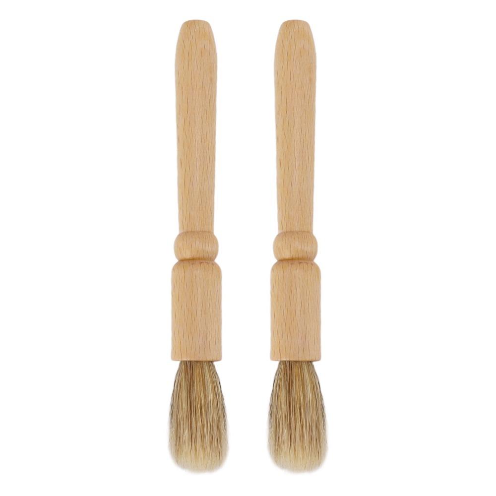 2PCS Long Handle Cleaning Brush Wooden Handle Powder Cleaning Brush  Coffee Machine