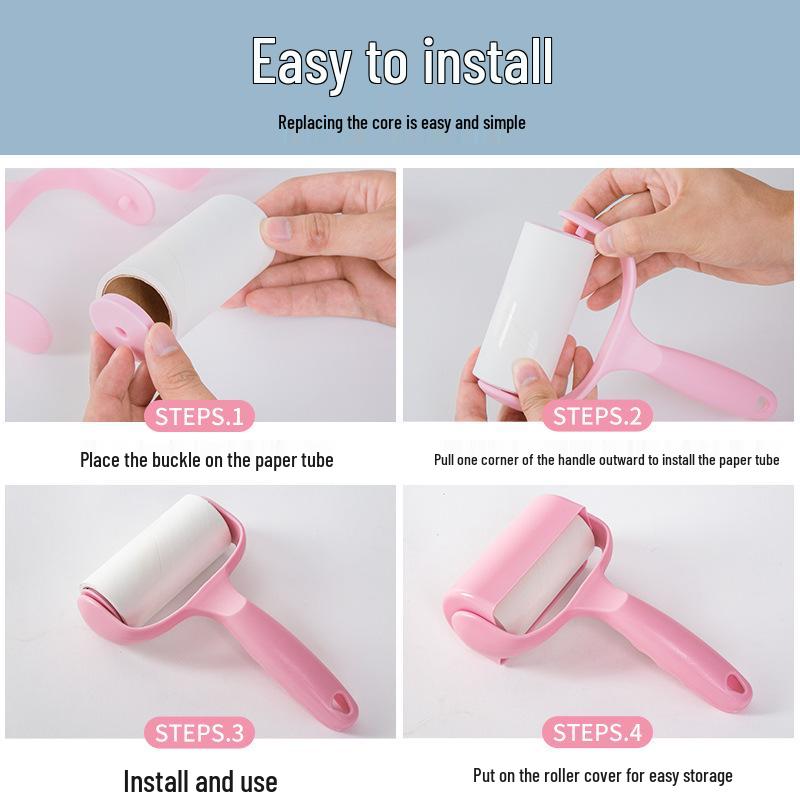 Pet Hair Remover Lint Roller with Angled Tear-Off Adhesive - No Marks, No Damage