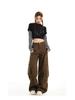 Women's Army Green Loose Cargo Jeans - Spring Style, Slim Fit, Wide Leg, Large Pockets