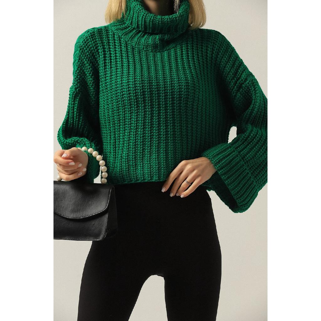 Pulover de damă cu gât crop tricotat