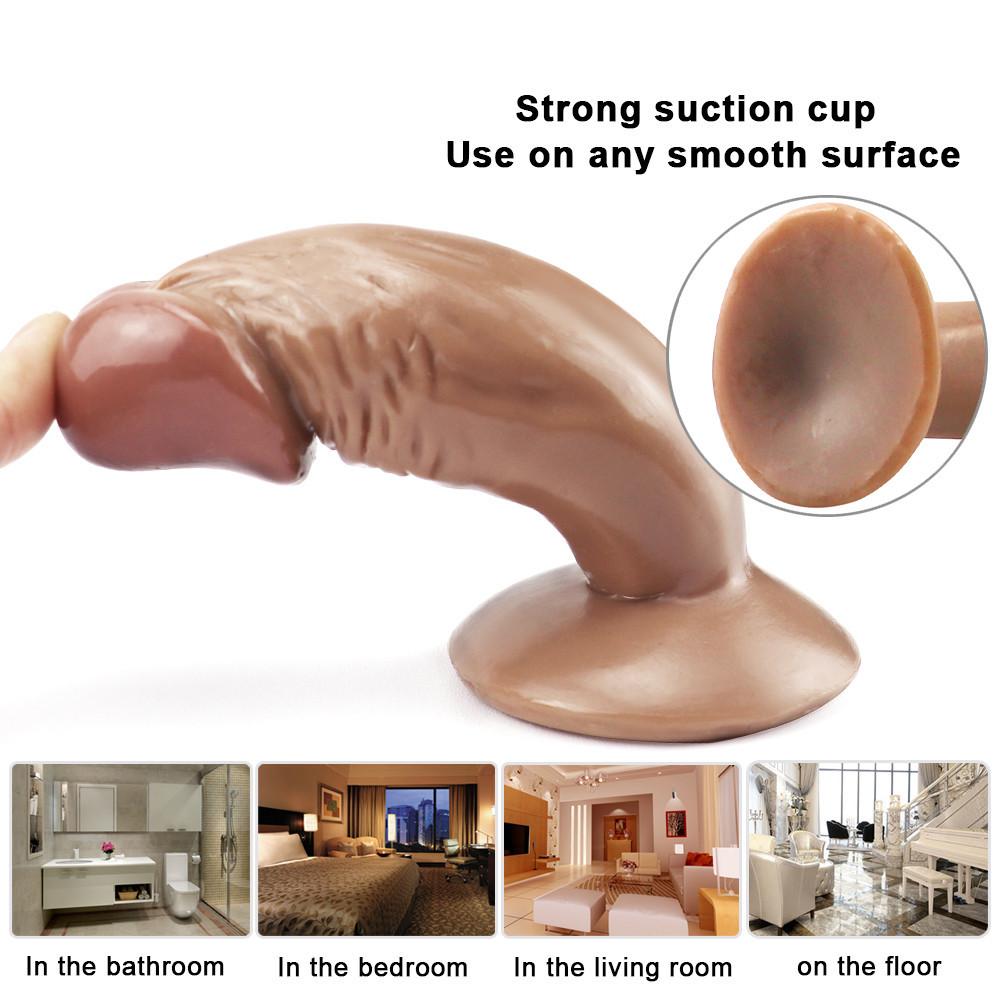 Brown Simulation Dildo Super Small Mini Size Female Small Eggless Dildo Backyard Suction Cup Small Anal Plug Sex Toys Shop