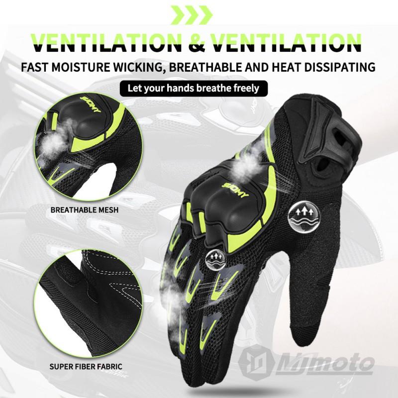 Full Finger Motorcycle Gloves Men Women Anti-Slip Abrasion Resistant Breathable Touchscreen Compatible Riding