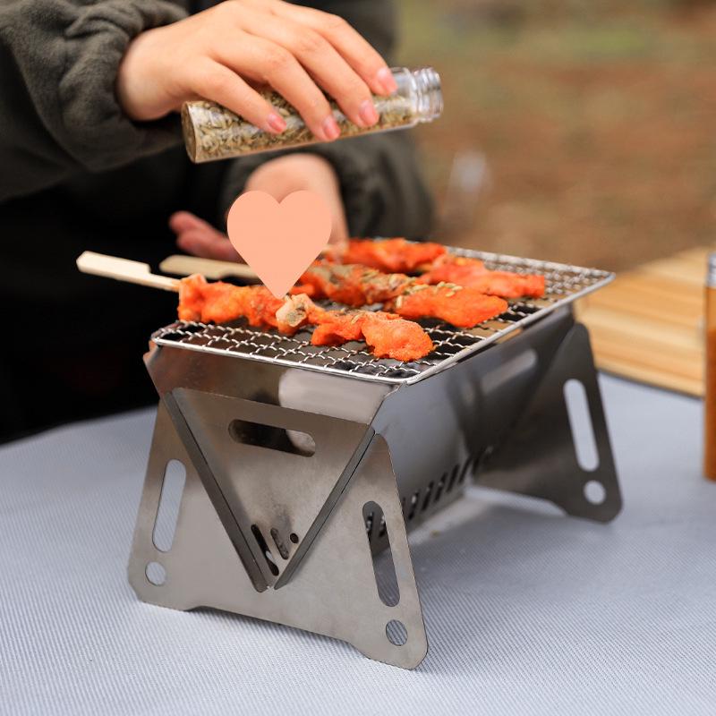 Portable Outdoor Folding Stainless Steel BBQ Grill & Fire Pit 