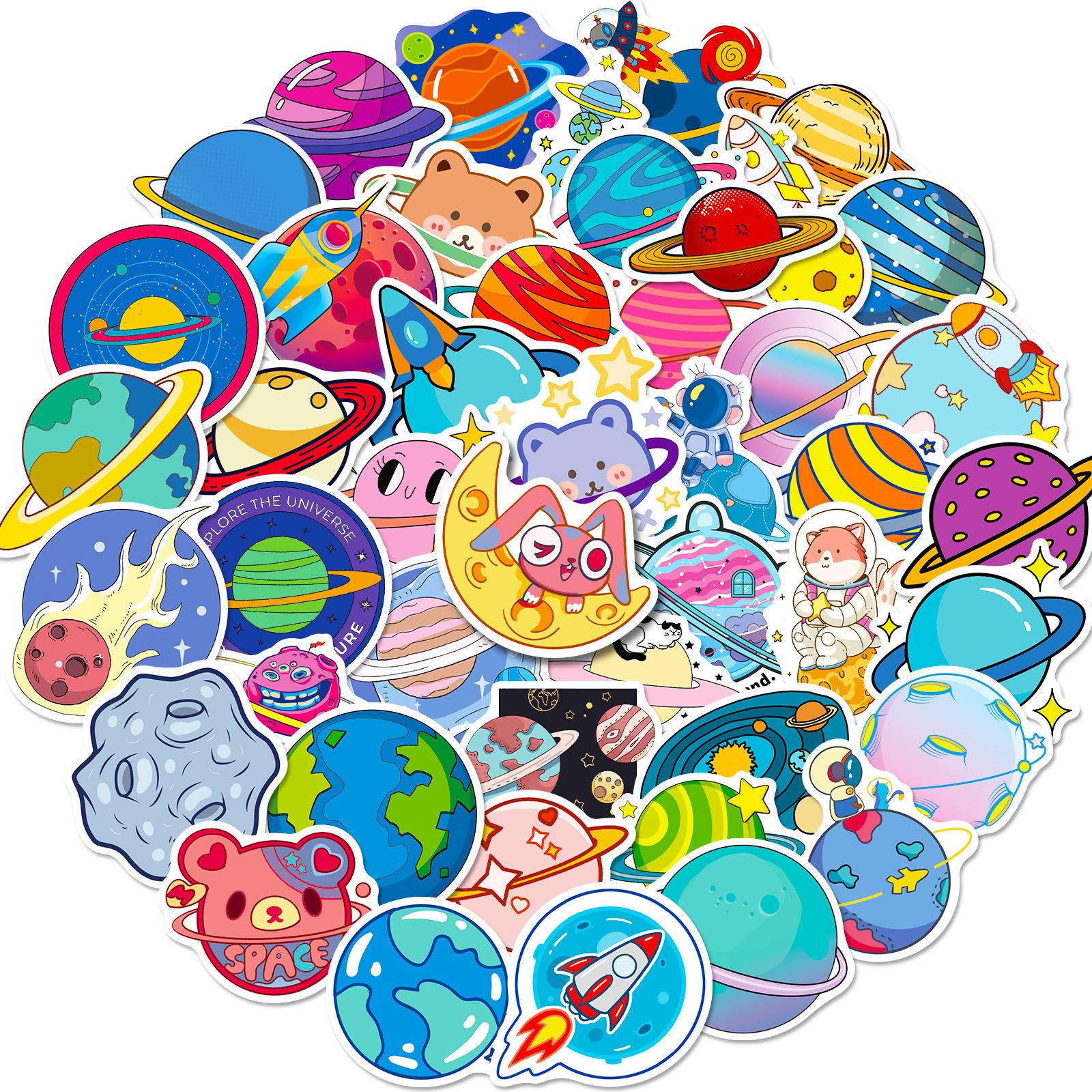 

50 Space Planet Graffiti Stickers, Planet Meteorite Combination Astronaut Astronaut Stickers