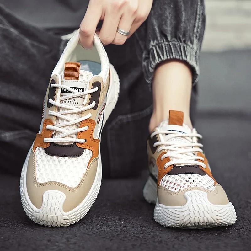 2024 Summer Breathable Mesh Casual Shoes Men Soft Sole Non-slip Running Shoes Fashion Versatile Sneaker Chunky Zapatos De Hombre