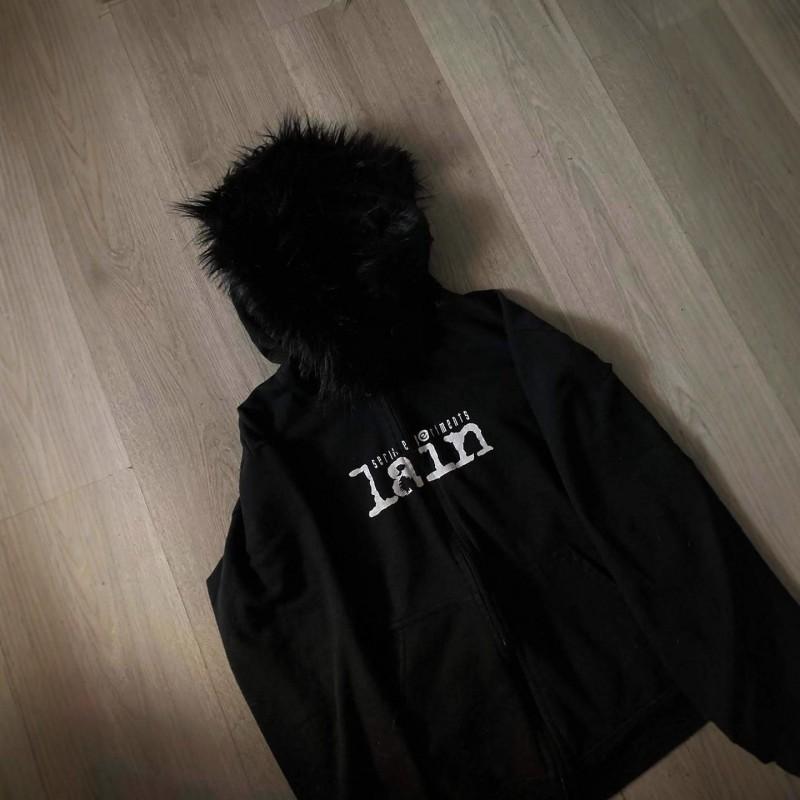 Clean Fit Hooded Zip-Up Sweatshirt With Letter Print Loose Streetwear Pullover Women Fall Season
