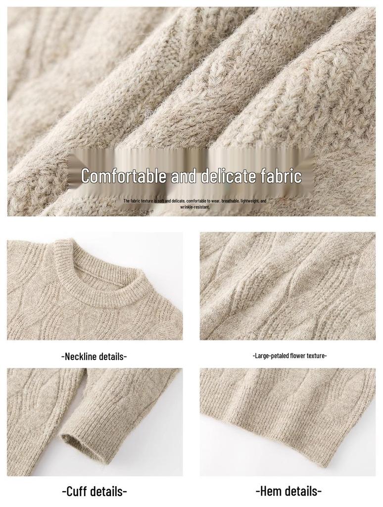 Men's Premium Thick Knit Sweater - Warm, Loose, Lazy Style for Autumn/Winter