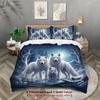 3pcs Wolf Family Pattern Bedding Set, 1*duvet Cover+2*pillowcase, for Single Bed, Teenagers and Adults Bedroom, Home Decoration