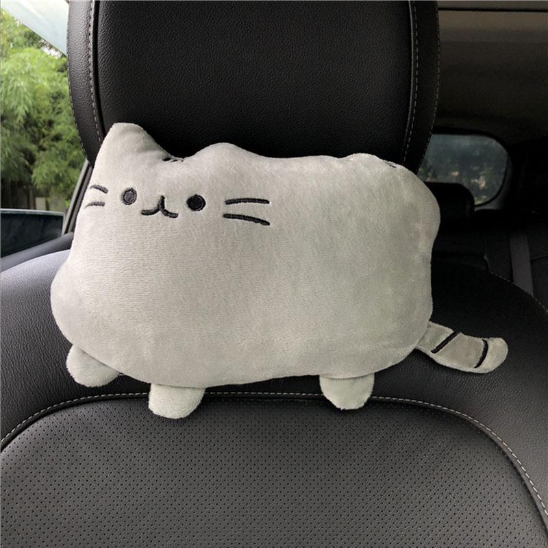 1PCS Creative Cartoon Cute Cat Auto Car Seat Head Neck Rest Cushion Headrest Pillow Plush Pad Car Safety Pillow Car Accessories