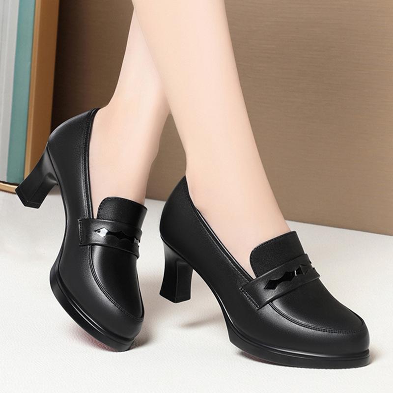 

Туфли ципао на высоком каблуке, рабочие туфли, женские черные лоферы, подиумные женские кожаные туфли, одинарные туфли, темпераментные танцевальные туфли 41