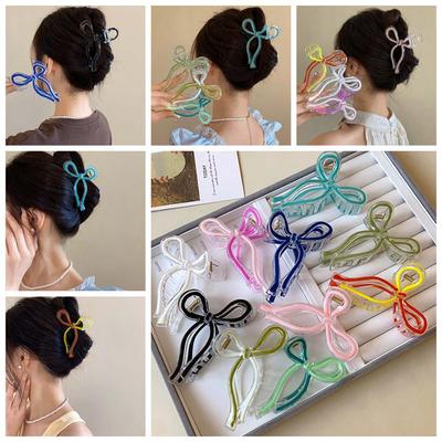 Hollow Bow Claw Clip Grab Clip Bow Shark Clip Bowknot Hairpin Bowknot Hair Claw  Travel