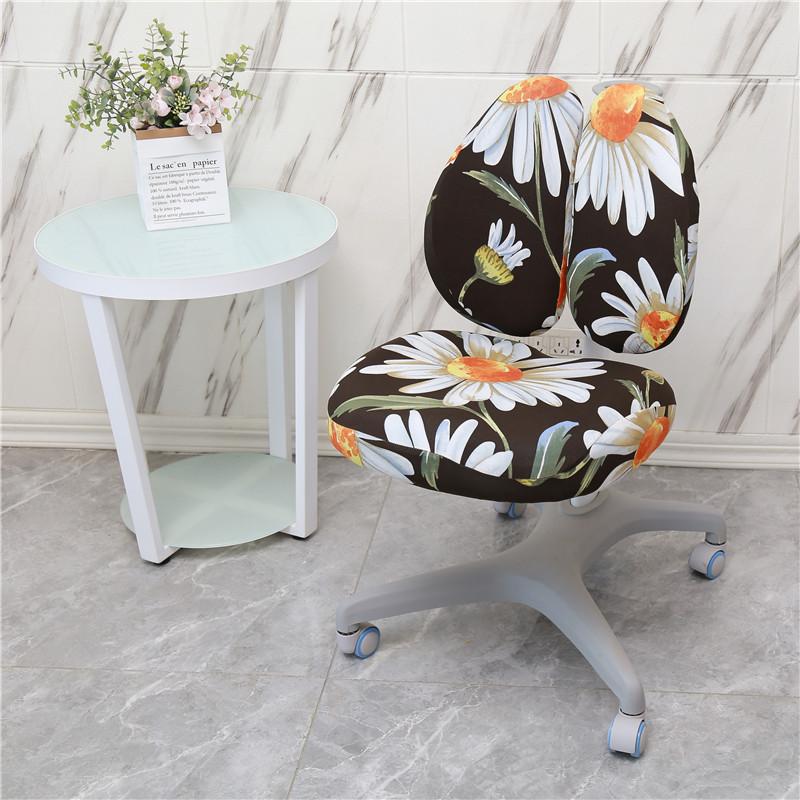 Elastic Double Back Children Study Chair Cover Elastic Student Writing Rotating Lift Chair Protector Cover Seat Backrest Case