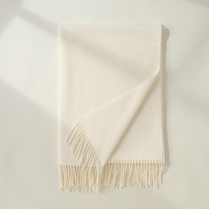 Imitation Cashmere Scarf Autumn and Winter New Solid Color Mid Length Warm Scarf Japanese and Korean Sweet Fashion Tassel Scarf