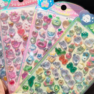Kids 3D Crystal Relief Stickers - Cute Ghost Bird Strawberry Rabbit Penguin Decals Waterproof for Kpop Photocard DIY Decor Gifts