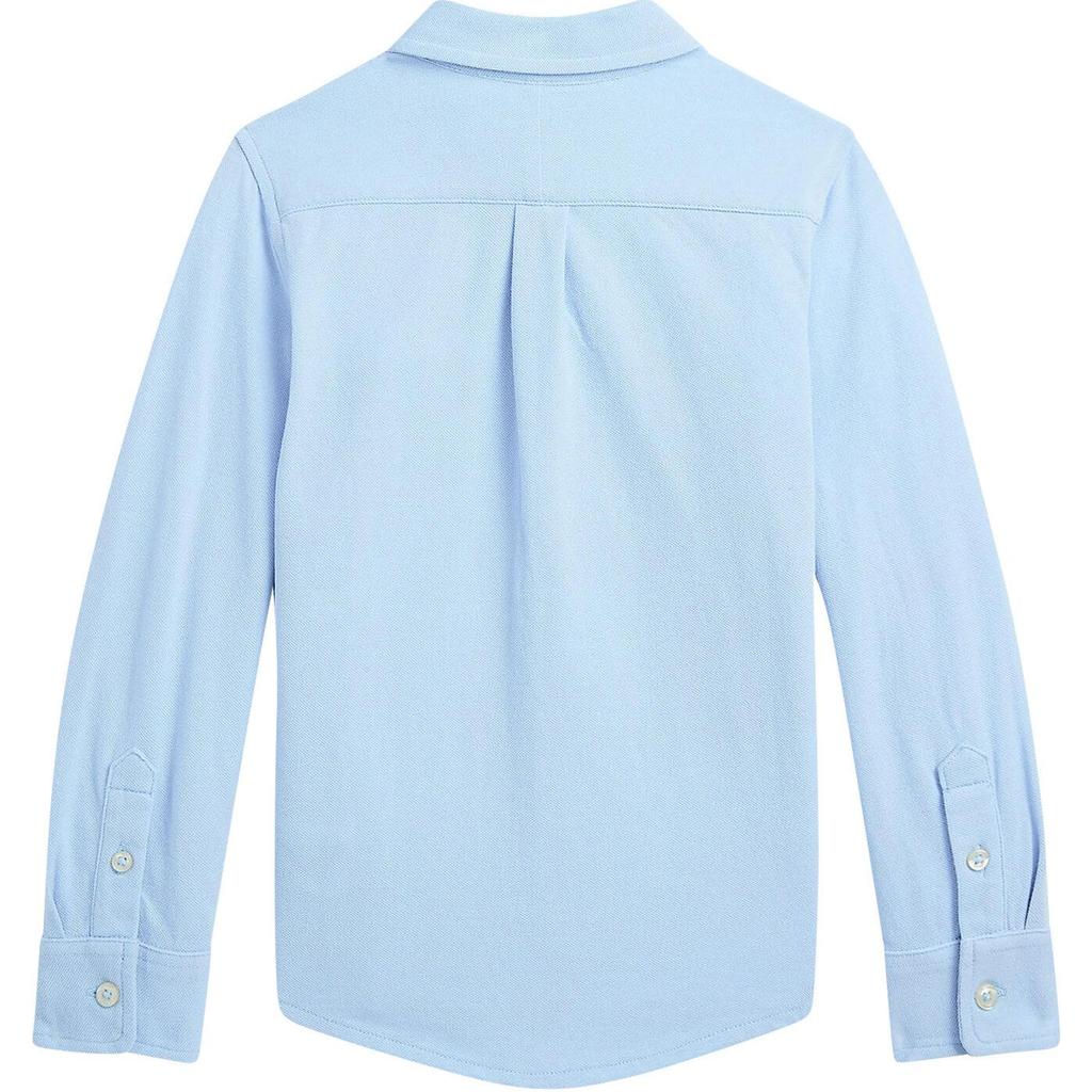 Polo Ralph Lauren Shirt Logo Print Single-Breasted Point Collar Long Sleeve Kids Shirts Light-Blue 322914506-003