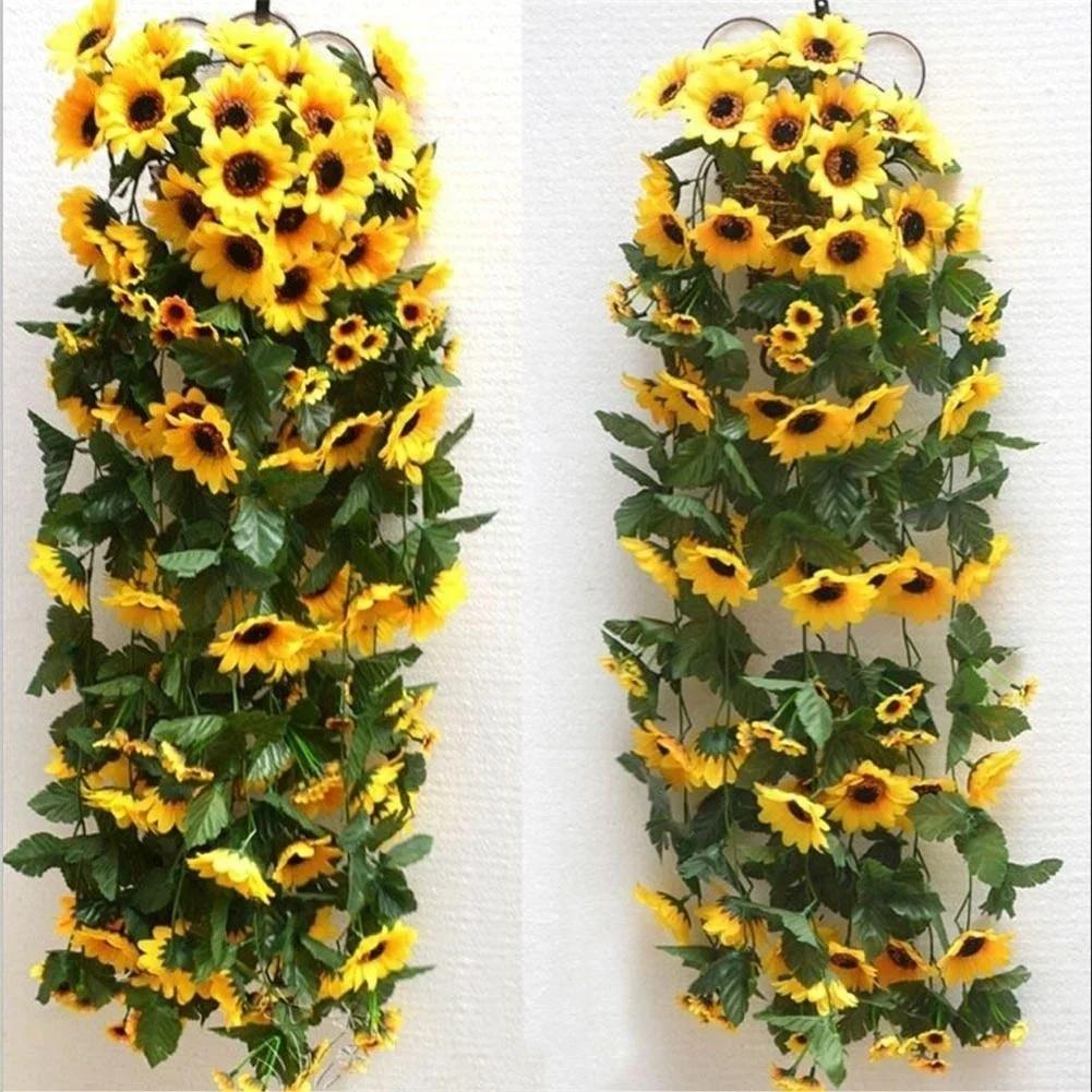Artificial Yellow Sunflower Wreath Wedding Floral Arch Decoration, Vibrant And Beautiful Silk Colors