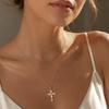 Women's European and American Cross Pendant Necklace with Sparkling Cubic Zirconia.