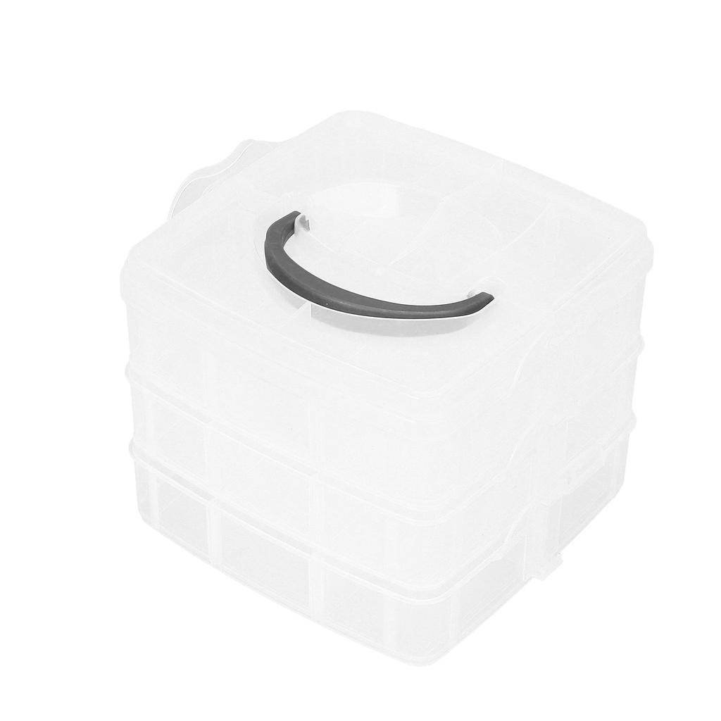 3‑Tier Demountable Plastic Storage Box Clear Portable Tools Toys Container with 18 Grids