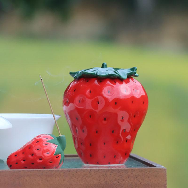 

Керамическая чайница-клубника, красное украшение, банка для конфет, для спальни, для украшений, для косметики, коробка для хранения ватных палочек, клубничные украшения, новая