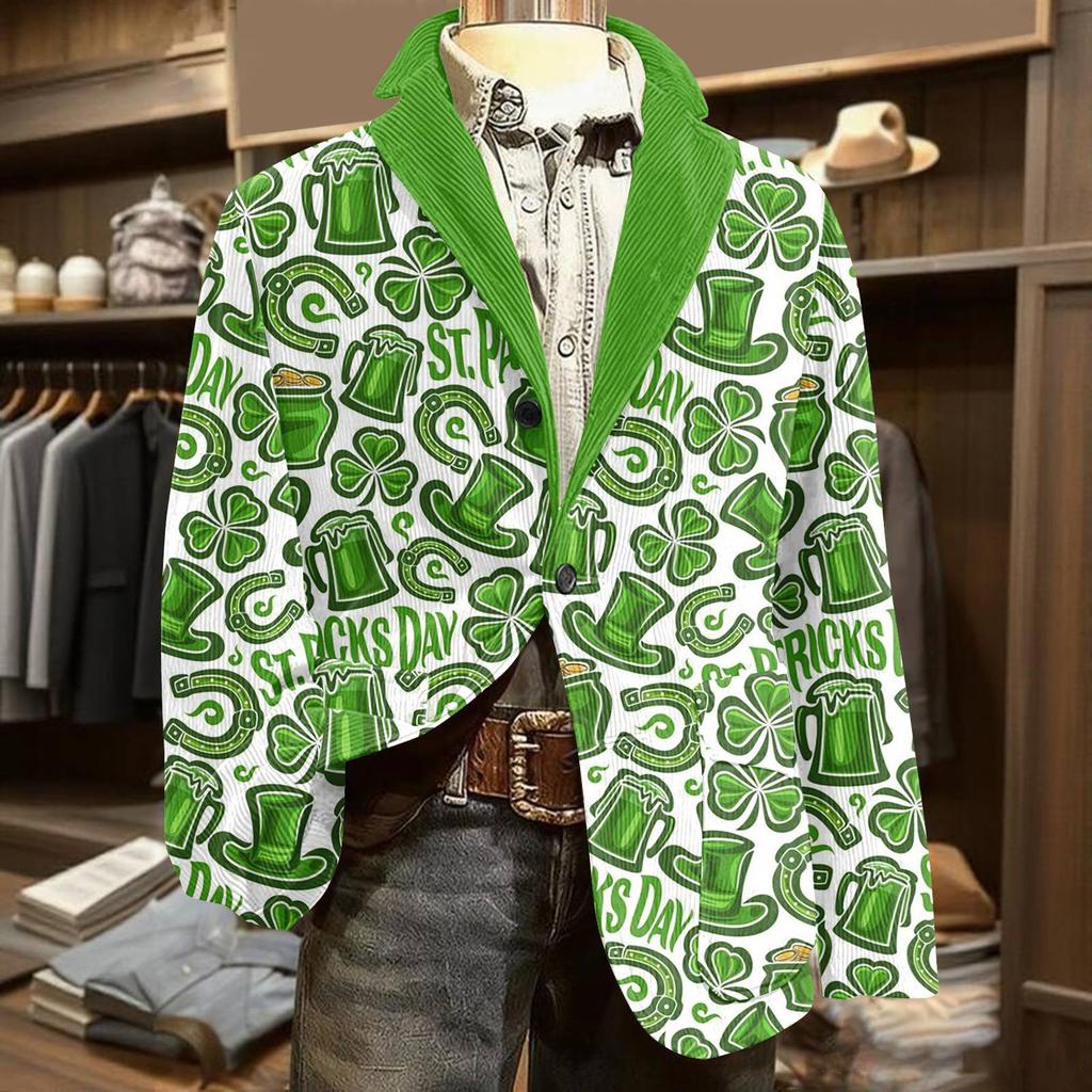 Herren Druck Kord Warm Taschen Anzugjacke Cardigan Herren Freizeitanzug