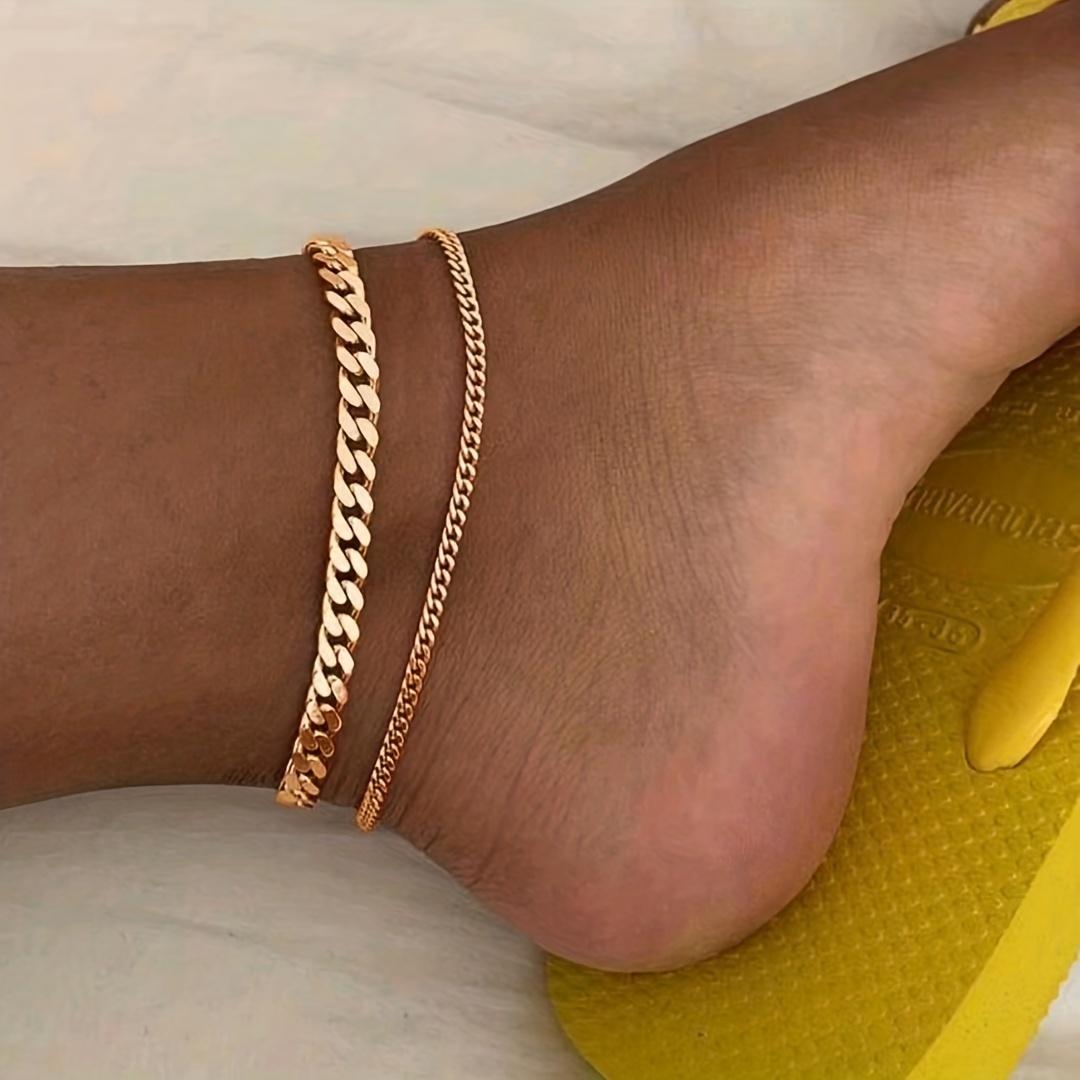

Простой и модный браслет на щиколотку в стиле бохо, персонализированный двухслойный браслет на щиколотку